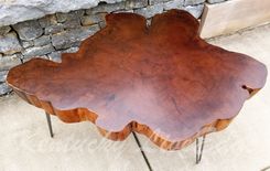 Big Round Coffee Table- Live Edge Slab Table- Tree Round- Tree Cookie- Walnut Color- Elm 4 small