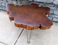 Big Round Coffee Table- Live Edge Slab Table- Tree Round- Tree Cookie- Walnut Color- Elm 3 small