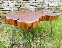 Big Round Coffee Table- Live Edge Slab Table- Tree Round- Tree Cookie- Walnut Color- Elm 5 small