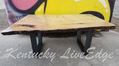 Industrial Live Edge Coffee Table- Ambrosia Maple- Steel Legs- Modern- Rustic- Living Room 5 small