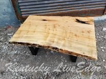 Industrial Live Edge Coffee Table- Ambrosia Maple- Steel Legs- Modern- Rustic- Living Room 3 small