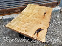 Industrial Live Edge Coffee Table- Ambrosia Maple- Steel Legs- Modern- Rustic- Living Room 1 small
