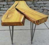 Osage Orange Live Edge Coffee Table Modern Rustic Natural Edges Hairpin Legs 3 small