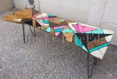 Geometric Painted Live Edge Coffee Table 4 small