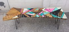 Geometric Painted Live Edge Coffee Table 2 small