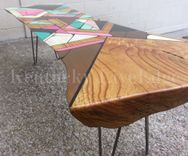 Geometric Painted Live Edge Coffee Table 5 small