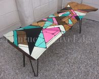 Geometric Painted Live Edge Coffee Table 6 small