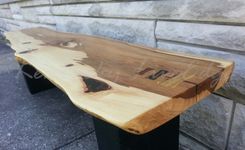 Live Edge Bench- Modern Bench- Modern Coffee Table- Natural Wood- Wooden Bench- Hickory 4 small