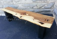 Live Edge Bench- Modern Bench- Modern Coffee Table- Natural Wood- Wooden Bench- Hickory 1 small