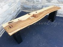Live Edge Bench- Modern Bench- Modern Coffee Table- Natural Wood- Wooden Bench- Hickory 3 small