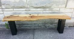 Live Edge Bench- Modern Bench- Modern Coffee Table- Natural Wood- Wooden Bench- Hickory 2 small