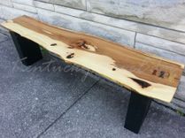Live Edge Bench- Modern Bench- Modern Coffee Table- Natural Wood- Wooden Bench- Hickory 5 small