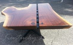 Modern Walnut Coffee Table- Live Edge Coffee Table- Large Coffee Table- Mid Century- Art Deco- 4 small