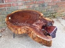 Live Edge Coffee Table- Round Table- Tree Slice- Log Table- Thick- Walnut- Natural Wood- Reclaimed 3 small