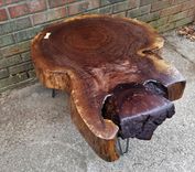 Live Edge Coffee Table- Round Table- Tree Slice- Log Table- Thick- Walnut- Natural Wood- Reclaimed 4 small