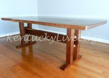 Live Edge Walnut Dining Table Trestle Base 2 small