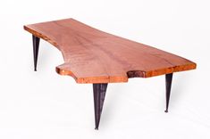 Live Edge Cherry Crotch Cut Coffee Table On Tapered Iron Legs 1 small