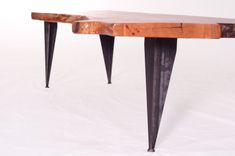 Live Edge Cherry Crotch Cut Coffee Table On Tapered Iron Legs 4 small