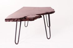 Industrial Walnut Coffee Table Natural Edges Rebar Legs 2 small