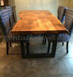 Elm Live Edge Dining Table Steel Bases Sustainable Wood Slab 2 small