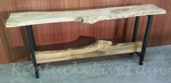 Live Edge Console Red Maple On Steel Bases With Decorative Stretcher 3 small
