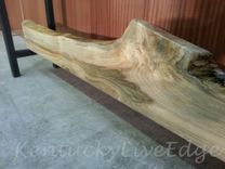 Live Edge Console Red Maple On Steel Bases With Decorative Stretcher 2 small