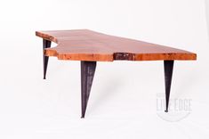 Live Edge Cherry Crotch Cut Coffee Table On Tapered Iron Legs 5 small