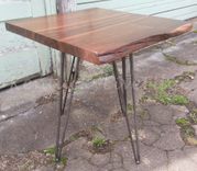 Walnut End Table, Side Table, Walnut, Steel Legs, Mcm 3 small