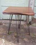 Walnut End Table, Side Table, Walnut, Steel Legs, Mcm 4 small