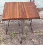 Walnut End Table, Side Table, Walnut, Steel Legs, Mcm 5 small