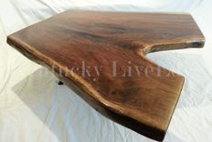 Rare Black Walnut Coffee Table On Black Eames Era Mid Century 5 Star Base 1 small