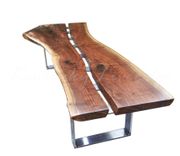 Modern Live Edge Walnut And Steel Coffee Table- Contemporary Coffee Table- Industrial Coffee Table 1 small