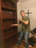 Large Ornate Pine Bookshelf/Cabinet (2 Part System) 1 small