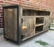 Rustic Industrial Barn Board / Reclaimed Wood Media Stand / Tv / Entertainment Stand 5 small