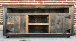 Rustic Industrial Barn Board / Reclaimed Wood Media Stand / Tv / Entertainment Stand 6 small