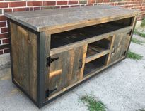 Rustic Industrial Barn Board / Reclaimed Wood Media Stand / Tv / Entertainment Stand 4 small