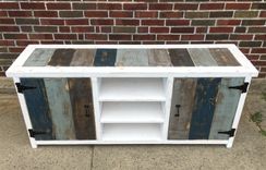 Rustic / Boho / Beach / Cottage / Coastal  / Reclaimed Wood Media Stand /Tv / Entertainment Stand 3 small