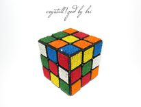 Crystallized Rubik's Cube Bling Genuine European Crystals Bedazzled Game 4 small