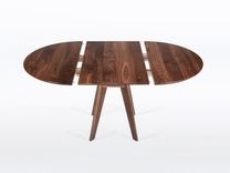 Round Extendable Dining Table In Your Choice Of Solid Walnut, Cherry, Mahogany Or Oak Wood, "Sister" 3 small