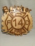 Fire Man's Maltese Cross Wood Carved Art Plaque 1 small
