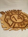 Fire Man's Maltese Cross Wood Carved Art Plaque 4 small