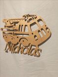 Firetruck Personalize With Your Name Wood Cut Kid Art 1 small