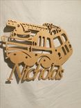 Firetruck Personalize With Your Name Wood Cut Kid Art 5 small