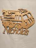 Firetruck Personalize With Your Name Wood Cut Kid Art 6 small