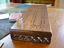 Carved Cribbage Board In Walnut Or Cherry Wood 2 small