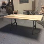 Light Wood Dining Table, Ready To Ship, Spalted Local Hard Maple, Cast Iron Legs 5 small
