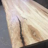 Light Wood Dining Table, Ready To Ship, Spalted Local Hard Maple, Cast Iron Legs 1 small