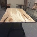Light Wood Dining Table, Ready To Ship, Spalted Local Hard Maple, Cast Iron Legs 2 small