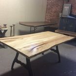 Light Wood Dining Table, Ready To Ship, Spalted Local Hard Maple, Cast Iron Legs 6 small