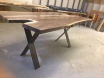 Live Edge Local Black Walnut Table With Some Bark And Interesting Shaping 4 small
